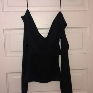 Black off-the-shoulder crop top